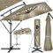 tillvex® Sombrilla de Jardín Rectangular Ø 330 cm con Manivela + Funda con Manivela | Sombrilla con soporte & Protección Viento | Parasol mercado impermeable + Protección UV (Marrón - con LED)