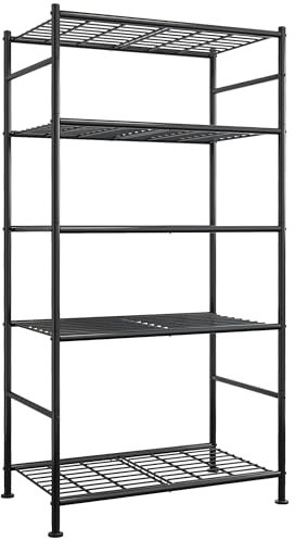 Sakugi Regal – 5-Stöckiges Standregal, Stabiles Schwerlastregal & Küchenregal, Verstellbares Metallregal Für Küche, Speisekammer, Garage & Abstellraum, 84×32×183 cm, Schwarz