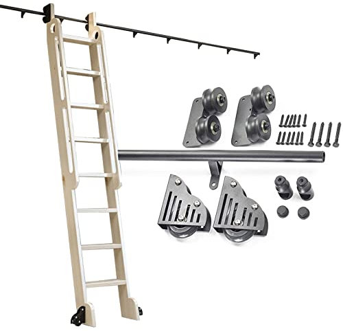 KHLMSRXJ Schiebeleiter-Schienensatz | Rolltor-Bausatz | Leiter-Hardware-Bausatz für Bibliotheken | Schiebeleiterschiene aus Rundrohr für Bücherregale im Homeoffice (ohne Leiter) (Größe: 10