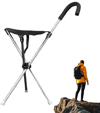 Gehstock Mit Sitz Rutschfester und tragbarer ergonomischer Wanderstock | Zusammenklappbarer Gehstock mit Sitz für Männer, Frauen, Erwachsene, Großväter, Senioren, ältere Menschen und Mütter