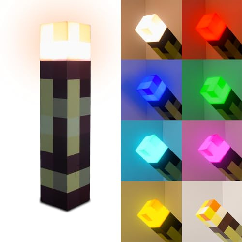 MAXERICH Craft Torch Lamp - 11 Inch LED Night Light,Wall Torch Light | Torch Light USB-C Rechargeable, 3D Bedside Lamp for Playroom & Bedroom Decor, 7 Colors