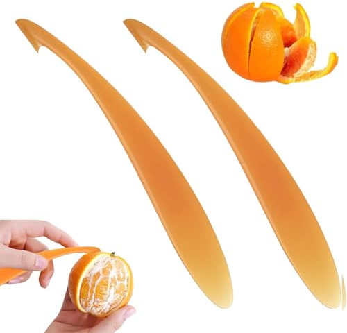 2 Pcs Orange Peeler,Plastic Orange Peeler Tool,Long Handled Citrus Opening Tool,for Oranges,Lemons,Mangoes,Portable Kitchen Gadget, Handy Fruit Peeling Accessory for Home or Travel