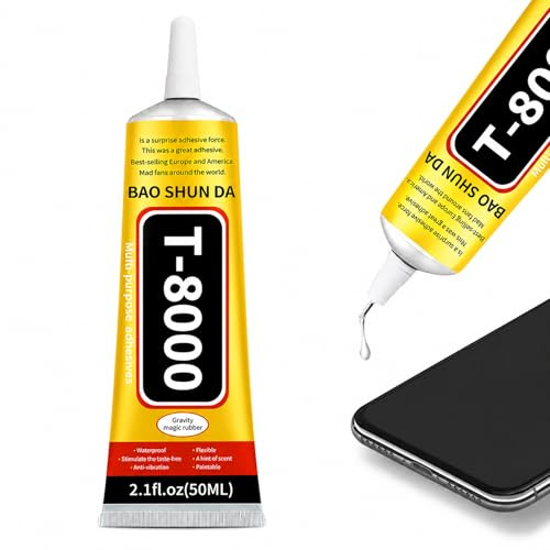 Zynthor T8000 Glue 50ml, Clear Flexible Phone Screen Repair Glue | Fast-Drying Waterproof Super Glue for Glass, Plastic, Metal and Electronics