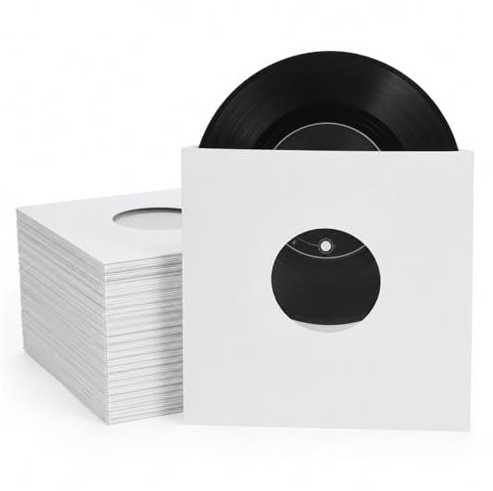 7 Inch Vinyl Record Sleeves White Paper Inner Sleeves for Singles & EP Records – Protective Anti-Scuff Replacement Covers for 45RPM Vinyl Storage & Protection (25)