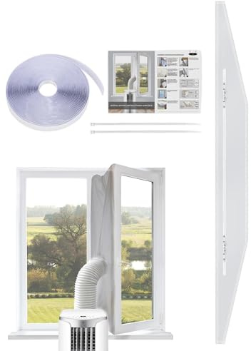 Kit d'étanchéité pour fenêtre de climatiseur | Kit d'isolation d'air conditionné avec fermeture éclair | Kit d'étanchéité pour climatiseur | Pour maison, chambre, appartement, dortoir, bureau, salon