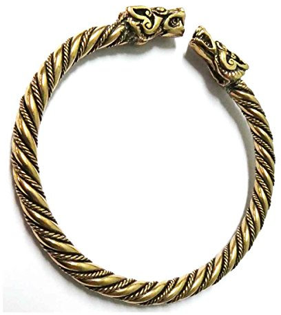 Drachensilber Armschmuck Wikinger Himmelswölfe Wikingerschmuck Armreif Bronze Hati Skalli Mittelalter Männer groß und massiv