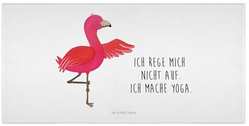Mr. & Mrs. Panda 50 x 100 Handtuch Flamingo Yoga - Geschenk, Entspannung, Yogi, Badezimmer, Yoga-Übung, Handtücher, Yogapose, Rosa, Ärger, Baby,