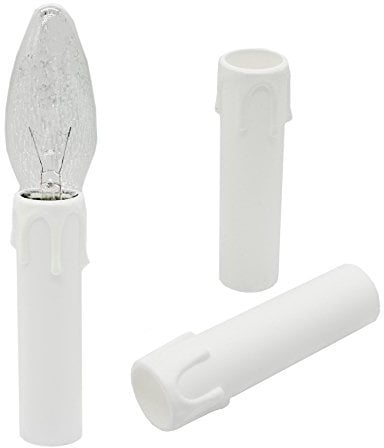 E14 Kerzenhülse mit Tropfen L. 100mm 3 Stück ø24mm Innen glatt Kunststoff Weiß für Kerzenfassung Kronleuchter Lüster Fassungshülse