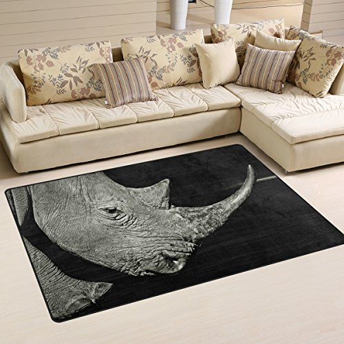 yibaihe leicht Bedruckt Bereich Teppich Teppich Fußmatte Afrika Deko Tier Rhino wasserabweisend leicht zu reinigen für Wohnzimmer Schlafzimmer 80 x 51 cm