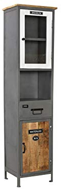 Woodkings® Bad Hochschrank Pinetown Metall recyceltes Massivholz antik, Hochkommode Vintage, Design, Badmöbel, Industrial Stil Metall Holz Mix