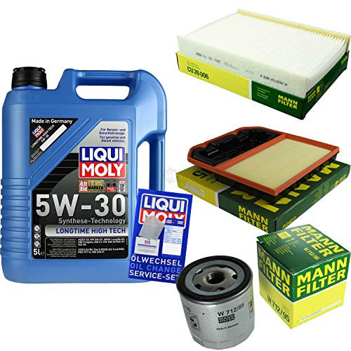 Filter Set Inspektionspaket 5 Liter Motoröl Longtime High Tech 5W-30 MANN-FILTER Innenraumfilter Luftfilter Ölfilter