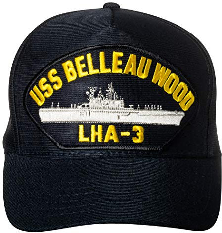US Navy USS Belleau Wood LHA-3 Assault Ship Emblem Patch Hat Navy Blue Baseball Cap