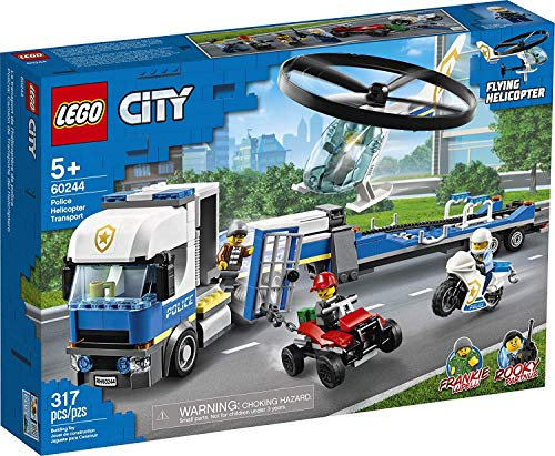 LEGO City Police Helicopter Transport 60244 Police Toy, Cool Building Set for Kids, New 2020 (317 Pieces)
