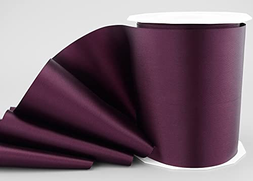 finemark 25 m x 112 mm Satinband Sophie Pflaume (610) Satin Tischband Tischläufer Schleifenband ohne Draht breites weiches Band Tischdekoration Tisch Deko Geschenkband mit einseitigem Glanz