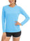 TACVASEN Womens Long Sleeve Running Top UV Summer Sun Protection Shirts Swim Surfing Rashguard UPF Shirts Ladies Outdoor Walking T Shirt Waterfall Blue