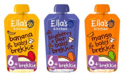 Ella's Kitchen Organic Baby Brekkie Variety Pack, Weaning Stage 1 (Pack of 18 Pouches), 6+ Months Baby Food, 100g Pouch