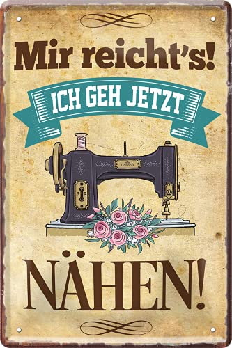 schilderkreis24 – Blechschild Lustiger Spruch “Jeder glauben Nähen“ Deko Metallschild Schneiderei Nähzubehör Vintage Retro Nähmaschine Geschenkidee 20x30 cm