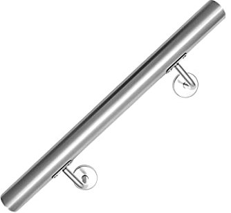 EINFEBEN Barandilla de acero inoxidable, pasamanos de escalera de pared para interior y exterior incl. soporte de pared y tapas de extremo, 50 cm