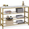 Relaxdays Konsolentisch, Marmoroptik, HxBxT: 70 x 101 x 30 cm, Metall & MDF, schmale Konsole Flur, 4 Ablagen, Gold/weiß