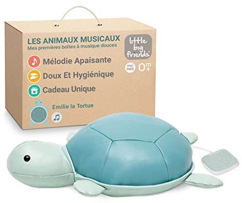 Little Big Friends Musical Friends | Musikalisches Schnurzug-Spielzeug für Babys | Besonderes Stofftier | Leicht zu reinigen | hypoallergen | Emilie die Schildkröte