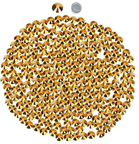 2880 Hotfix-Strasssteine,Flatback Glitzersteine Stones, Glas, runde Kristalle Strasssteine, Edelsteine​zum Basteln, für Kleidung, Schuhe, Taschen, DIY-Dekoration,Mine Gold,SS16,3.8MM-4MM