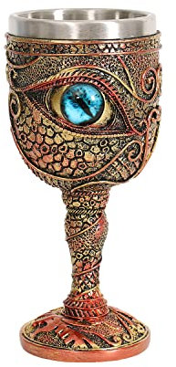Ottalent Edelstahl The Eye of The Dragon Weinkelch Kelch, Dungeons and Dragons Mittelalter DrachenWeinbecher 200 ml (blaue Augen)