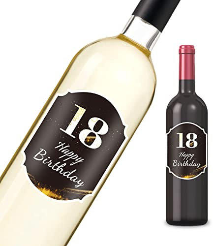 18. Geburtstag Flaschenetikett 9x13cm, Happy Birthday 18 Weinetiketten Personalisiert für Partygeschenke