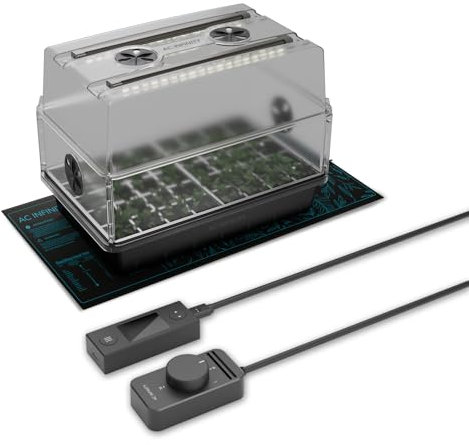 AC Infinity Feuchtigkeitskuppel, Keimset mit wasserdichter Sämlingmatte und dimmbaren LED-Wachstumslichtleisten, belüftete Höhenverlängerungsplatten, für Indoor-Gartenarbeit, Samenstart,