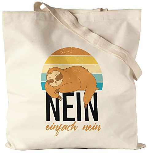 Hey!Print Nein Einfach Nein Jutebeutel Stoffbeutel Canvas Büro Entspannung Yoga Süßer Faultier Geschenkidee Work-Life-Balance