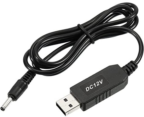 YOKIVE CC 5 V a DC 12 V USB Paso Up Voltaje Convertidor, Alimentación Cable con DC Jack 3,5 mm x 1,35 mm, Óptimo para Enrutadores, Coche Conducción Grabadora (Negro, 6W 1A)