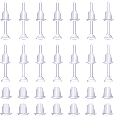 Ohrstecker-Schutzhüllen, Anti-Sensitive Piercing-Protektoren unsichtbare Kunststoff-Ohrringe, blanko, Stecknadeln 100 Paar Transparente Kunststoff-Ohrringe, Ohrringschutz