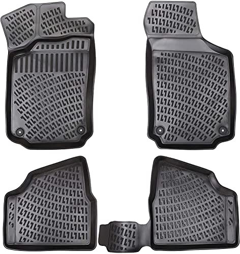 Rizline Passgenau 3D Fussmatten Auto Kompatibel mit Opel Corsa C 2000-2006 Auto Zubehör 1. Und 2. Reihe Gummimatten Autos TPE Allwetter Geruchlos rutschfest Vorne und Hinten Schwartz