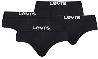 Levi's Solid Basic Herren Slips Unterwäsche aus Bio-Baumwolle im 4er Pack, Farbe:Black, Bekleidungsgröße:L