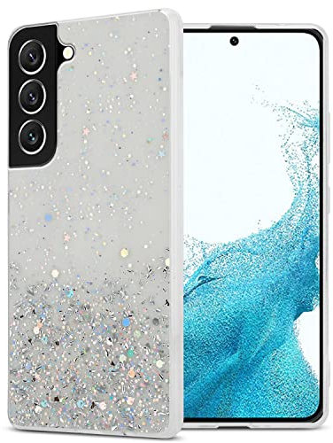 Cadorabo Hülle kompatibel mit Samsung Galaxy S22 Rundumschutz TPU Silikon Case Mädchen Glitzer Strass Design Slim Kratzfest Weiche Gummi Bling Schutzhülle für Samsung Galaxy S22 in Transparent