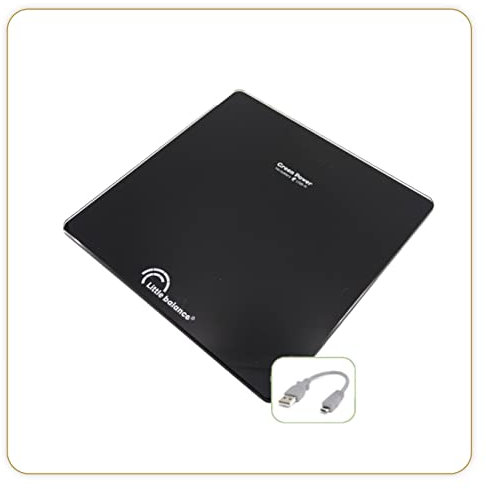 LITTLE BALANCE 8657 Green Tech USB-R, Personenwaage ohne Batterie, wiederaufladbar, USB, reparierbar, 200 kg, Schwarz