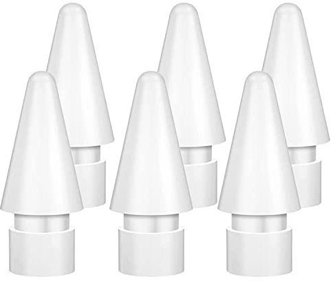 BLEBLE Replacement Tips for Apple Pencil 1st/2nd Generation & Logitech Crayon, Fine Point Well Precision Control Apple Pencil Nibs for ipad Pro/Air/Mini Pencil, 6 Pack, White