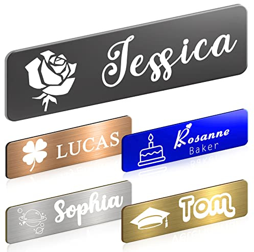 Benutzerdefinierte Namensschild mit Logo Bild Personalisierte Gravierte Namensschild mit Magnet oder Pin Kundenspezifische ID Namensschilder für Mitarbeiter Ärzte Krankenschwester Lehrer