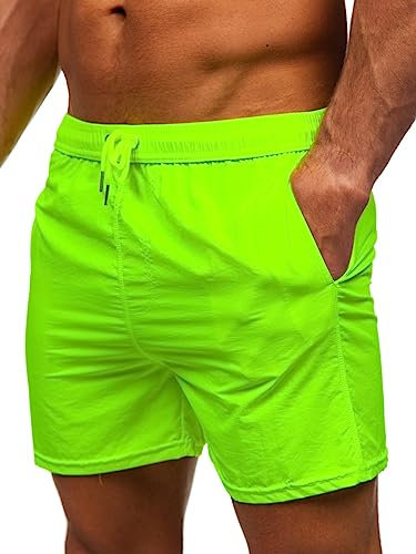BOLF Herren Badehose Badeshorts Schwimmshorts Boardshorts Sporthose Beachwear Kurze Hose Schnelltrocknend Farbweschel Wassersport Strandshorts Sommer XL018 Gelb-Neon XXL [7G7]