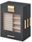 SONGMICS Schmuckkästchen, Schmuckkasten 5 Ebenen, Schmuckbox, Glasfenster, seitliche Schubladen, großer Spiegel, Schmuckaufbewahrung, 12,9 x 20 x 24,7 cm, schiefergrau-metallisches Gold JBC172G01