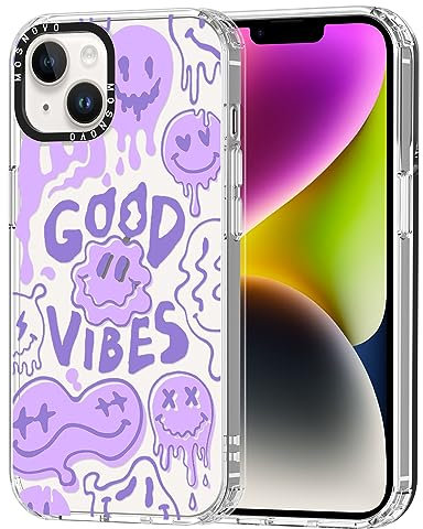 MOSNOVO für iPhone 14 Hülle – Durchsichtige, schlanke, stoßfeste TPU+PC-Handyhülle, [6,6 Fuß Fallschutz/Anti-Abziehen] - Gute Vibes