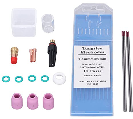 Tyenaza Pack De Soudage Au Chalumeau TIG, Lentille à Gaz, Buse, électrode, Ensemble De Coupelles en Verre avec Double étui De Rangement