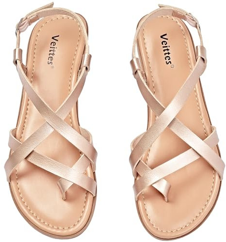 Veittes Frauen Slide Sandalen - Modische Slip-On-Schnürschuhe für Frühling und Sommer.(2307028,GD/MF,43)
