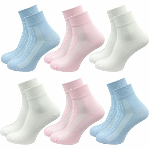 GAWILO Chaussettes diabétiques pour femme (6 paires) Sans élastique et sans couture | Socquettes veineuses non comprimantes avec bordure de confort (Pastel, 39-42)
