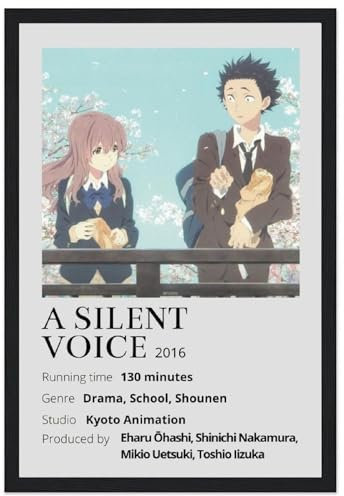 zahd Anime-Poster A Silent Voice, ästhetisch, gerahmt, Leinwand, Poster, Raumdekoration, 20 x 30 cm