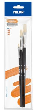 MILAN® Lot de 3 pinceaux Plats série 501 n° 2, 8 et 12