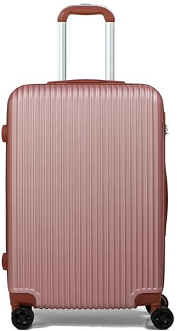 Revel Suitcase Medium Size Hard Shell | 3 Digit Combination Lock | Lightweight | 4 Dual Spinner Wheels | Medium 24 Check in Luggage | Aluminium Alloy Telescopic Handle | (Rose Gold, Medium 24'')