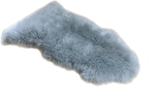 Woolous Piel Oveja Alfombra Auténtico 90x60 cm Piel Natural Oveja de Nueva Zelanda, Pelo Largo Moquetas Lana Suave Esponjosa, para Salón, Dormitorio, Decoración (Gris Plata)