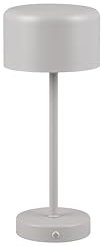 lightling LED Tischlampe Julien, Akku Design Tischleuchte aufladbar via USB-C inkl. Ladekabel, kabellose Leuchte Indoor IP20, per Touch dimmbar, Ø 12 cm, Höhe 30 cm, Metall, 1,5W, ultimate grau