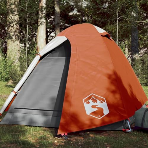 Annlera Campingzelt 2 Personen Grau und Orange Familienzelt Outwell Zelt Reisezelt Zelt für Trekking Camping Outdoor Rundum Wasserabweisendes Design 254x135x112 cm