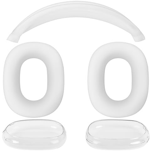 Plliocse Silicone Case Cover for AirPods Max, Soft Silicone & TPU Protective Cover, Airpods Max Headphones Case for Anti-Fingerprint, Anti-Scratch & Anti-Dust (White)